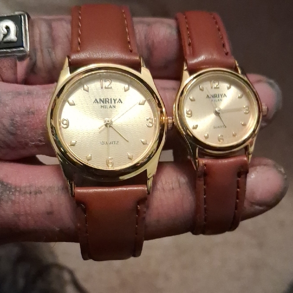 Anriya Milan Gold Dial Watches with Brown Leather Straps
